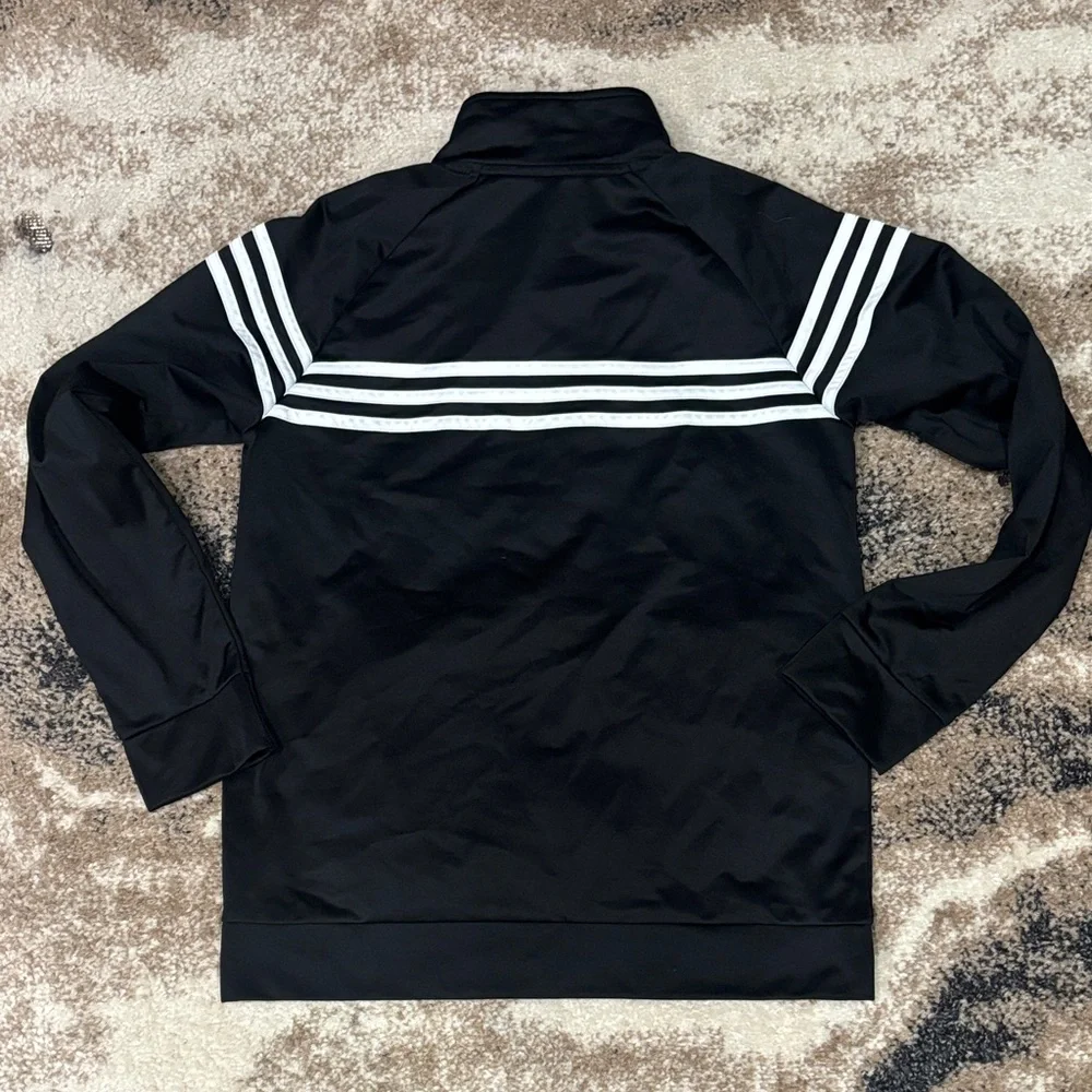 adidas Black Kids Jacket with White Stripes